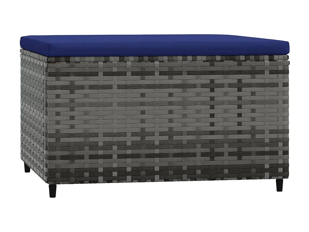 Poggiapiedi da Giardino con Cuscino in Polyrattan Grigio