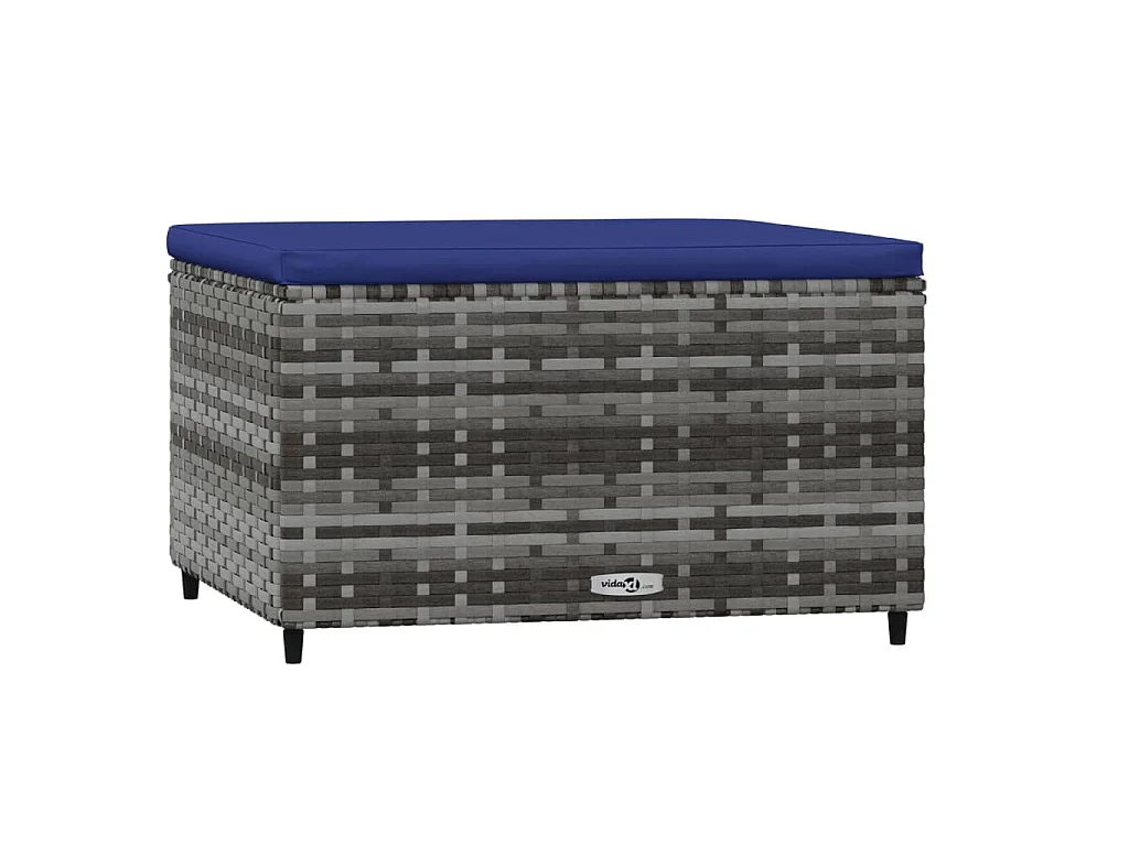 Apoio de pés p/ jardim com almofadão vime PE cinzento