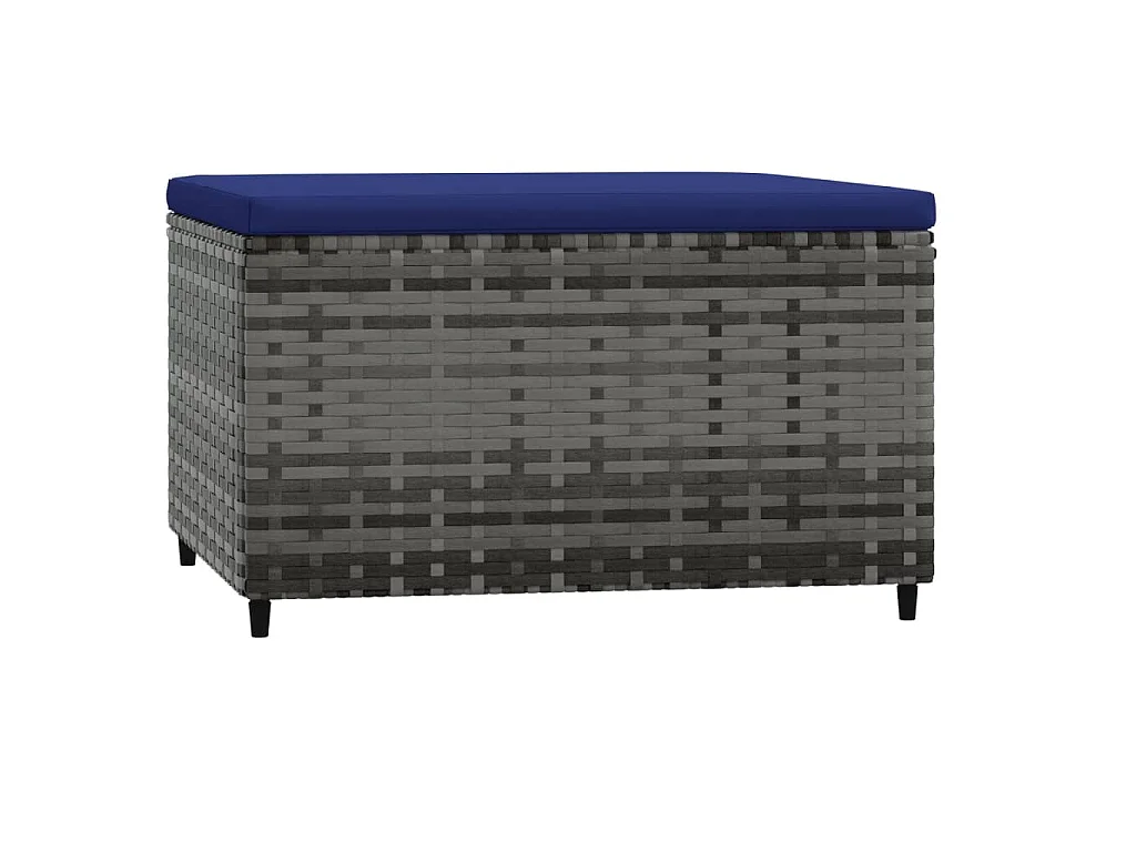 Apoio de pés p/ jardim com almofadão vime PE cinzento