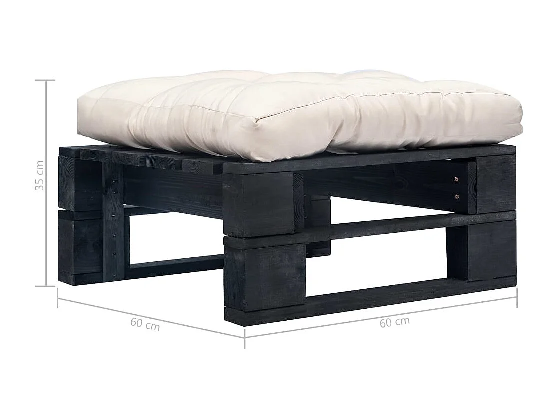 Otomano de paletes com almofadão cor areia madeira preto
