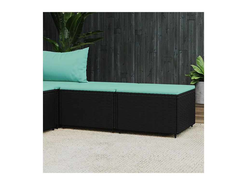 Gartenhocker mit Kissen 2 Stk. Schwarz Poly Rattan