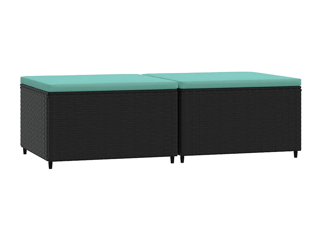 Gartenhocker mit Kissen 2 Stk. Schwarz Poly Rattan