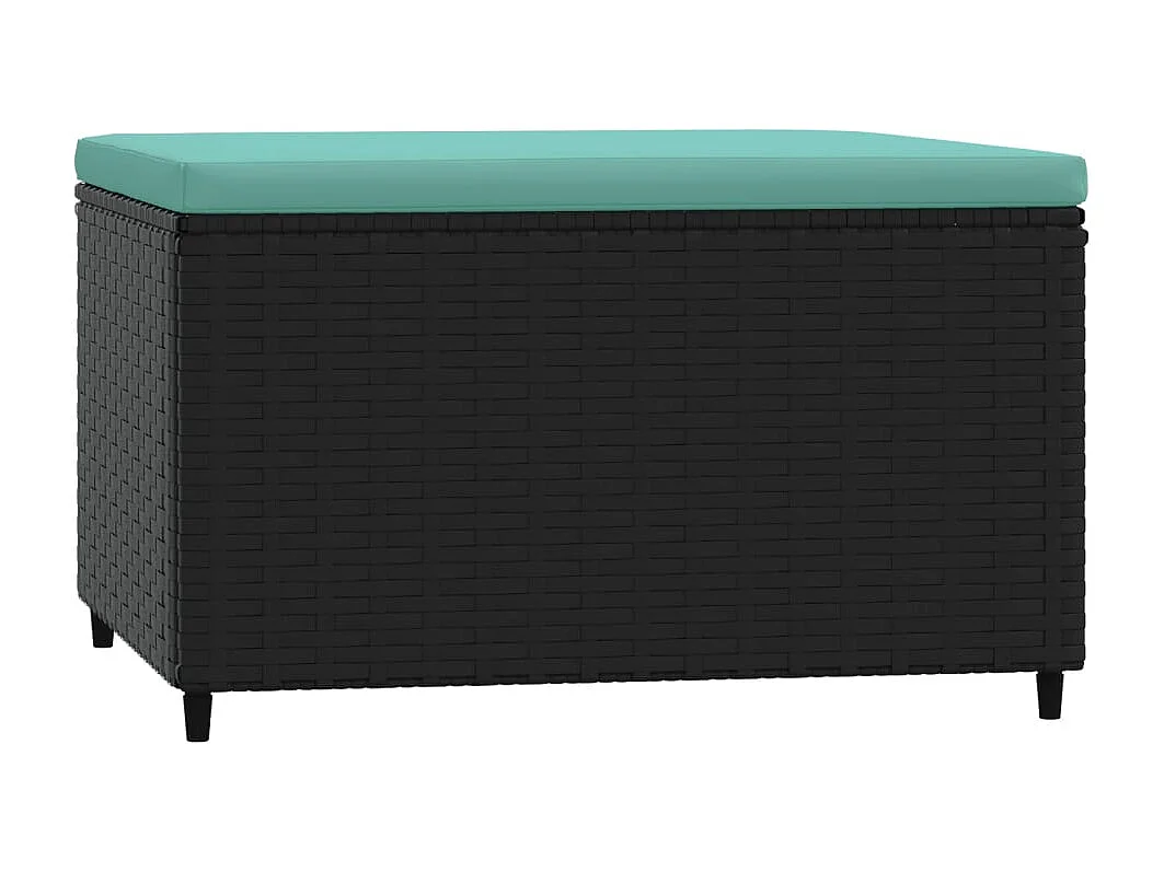 Gartenhocker mit Kissen 2 Stk. Schwarz Poly Rattan