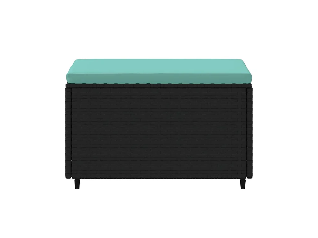 Voetensteunen 2 st met kussens poly rattan zwart