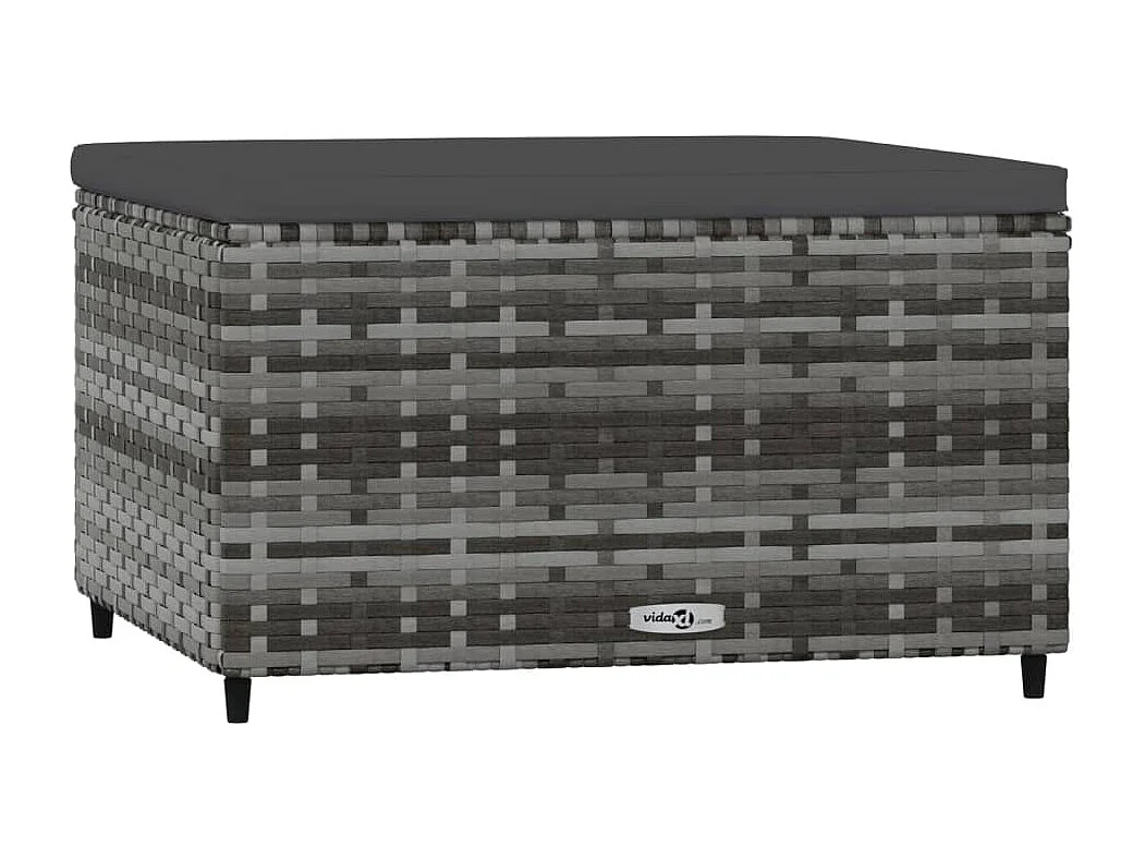 Voetensteun met kussen poly rattan grijs