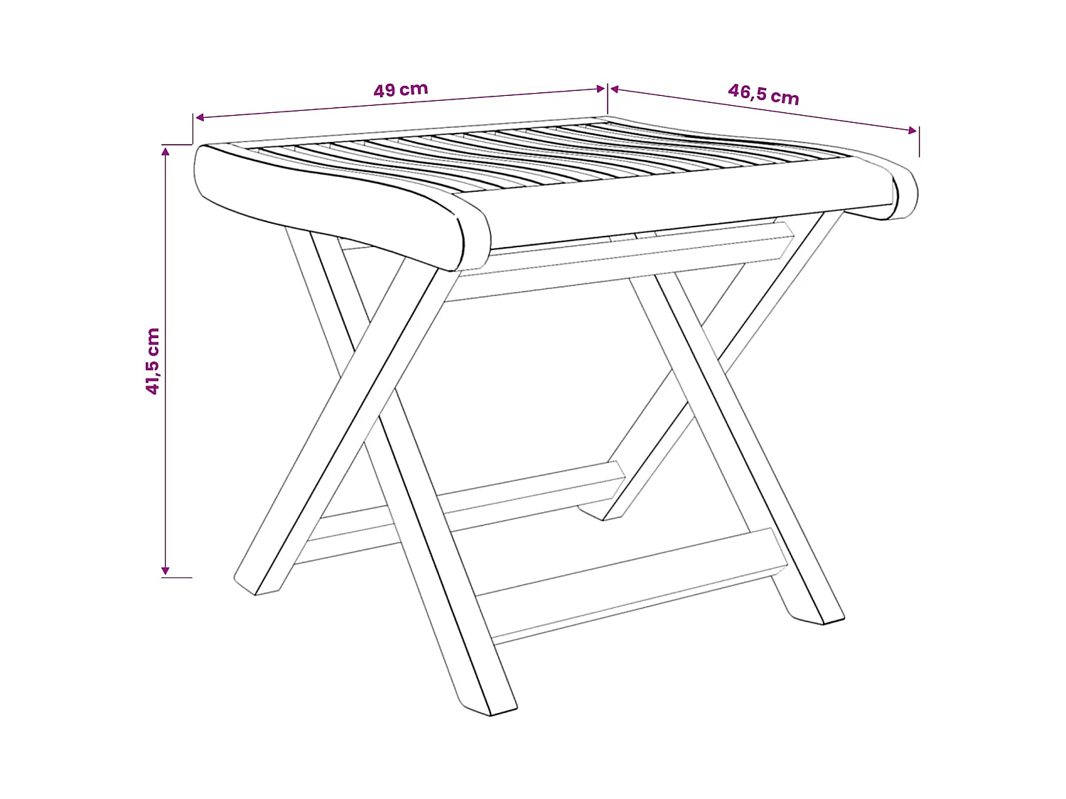Repose-pied pliable 46,5x49x41,5 cm Bois de teck solide
