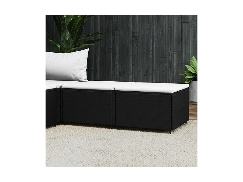 Gartenhocker mit Kissen 2 Stk. Schwarz Poly Rattan