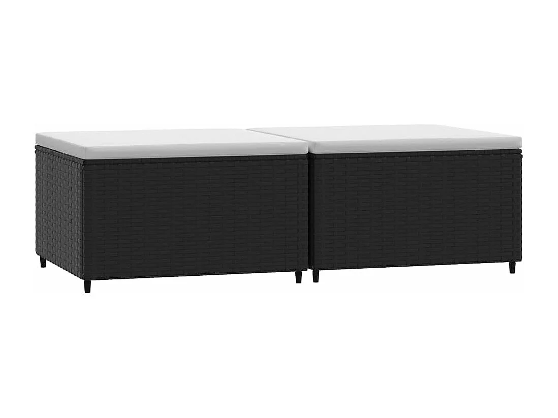 Gartenhocker mit Kissen 2 Stk. Schwarz Poly Rattan