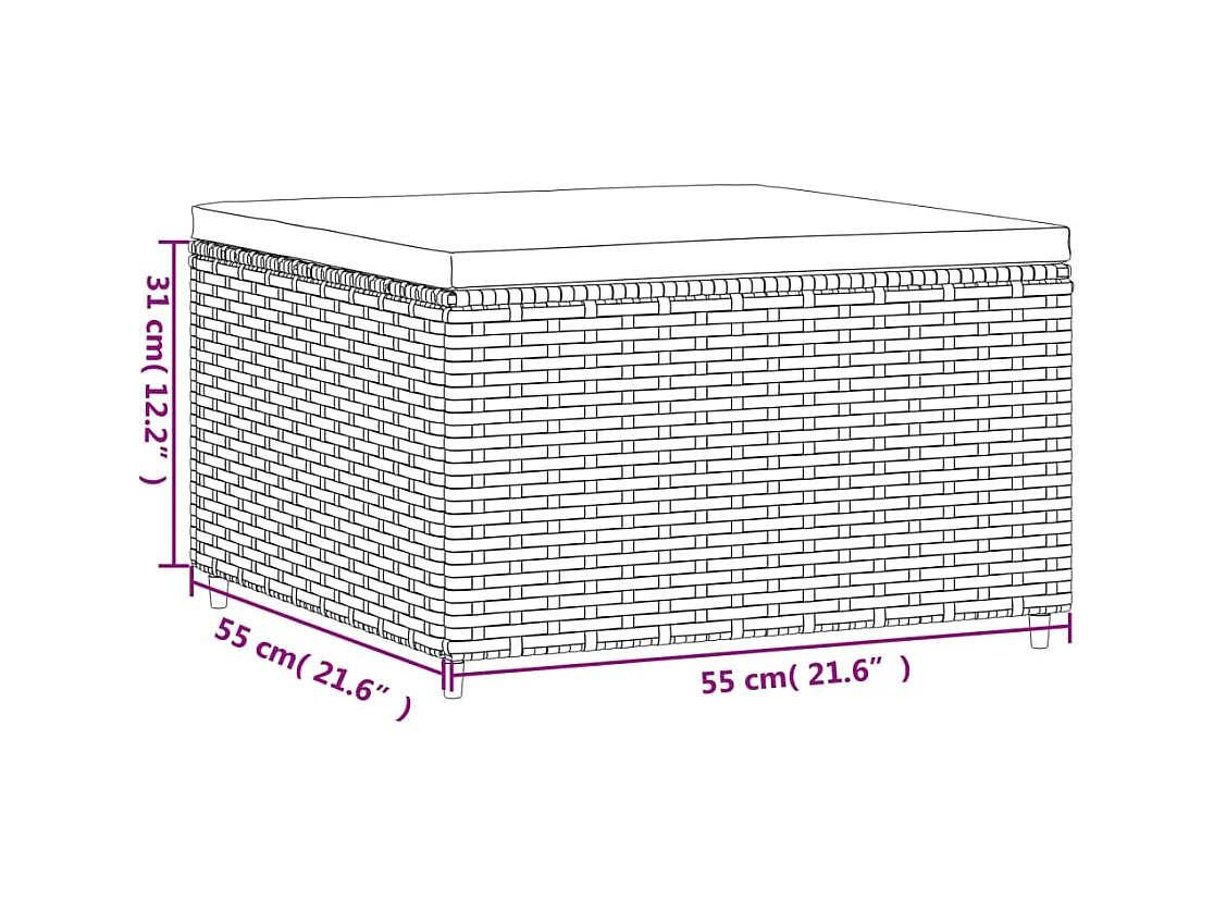 Repose-pied de jardin avec coussin marron résine tressée