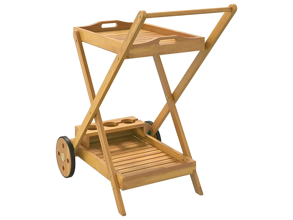 Carrello da Tè 54x87x90 cm in Legno Massello di Acacia
