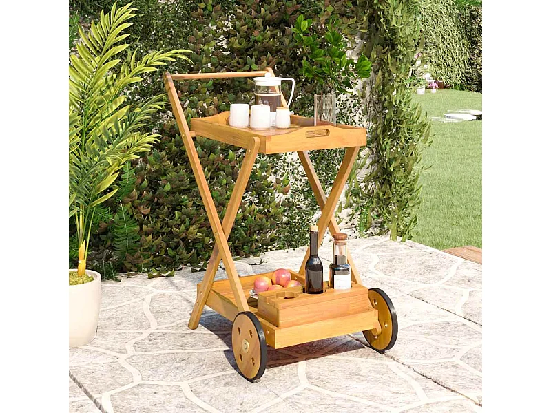Chariot à thé 54x87x90 cm bois massif d'acacia
