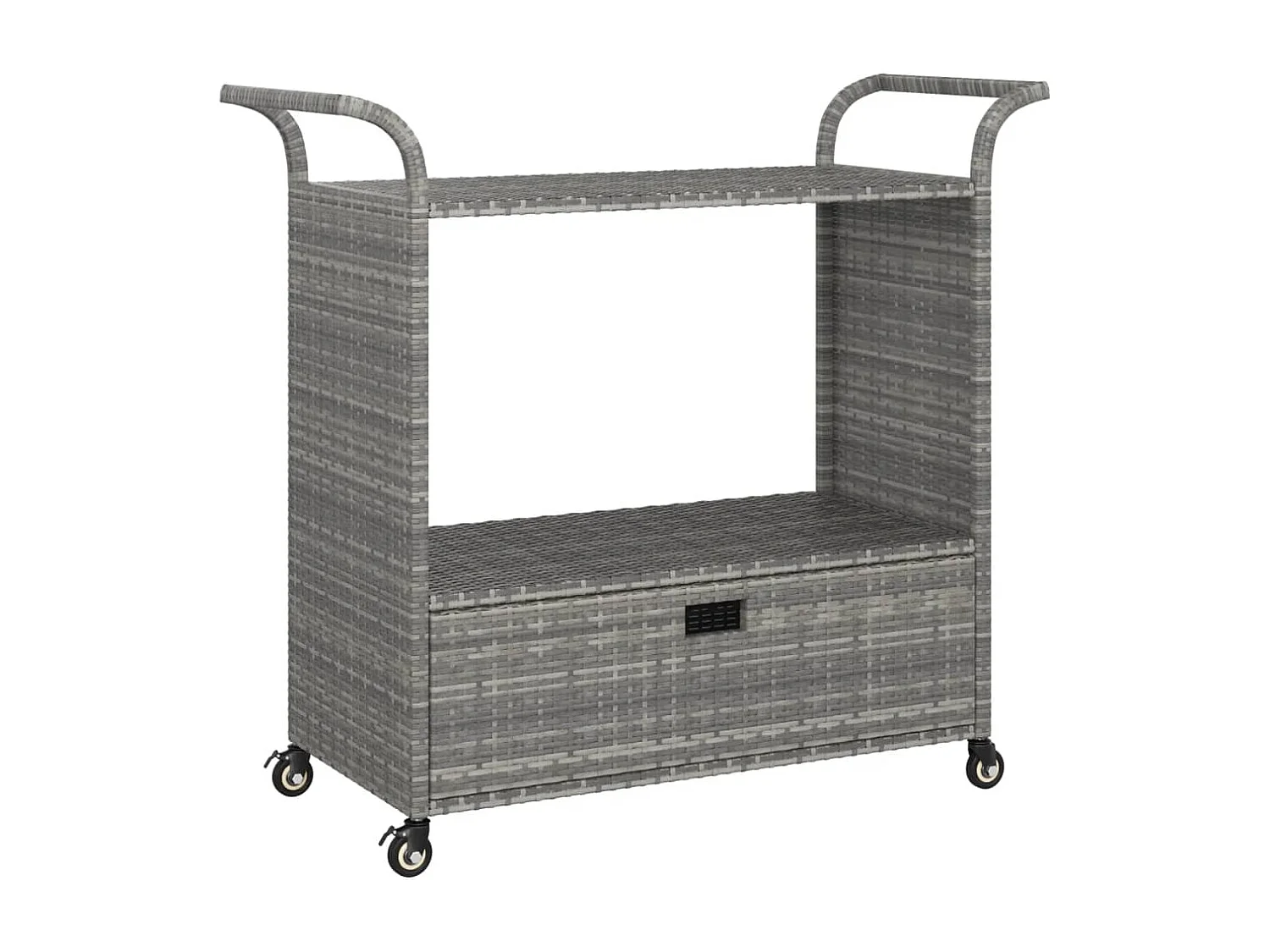 Chariot de bar avec tiroir Gris 100x45x97 cm Résine tressée