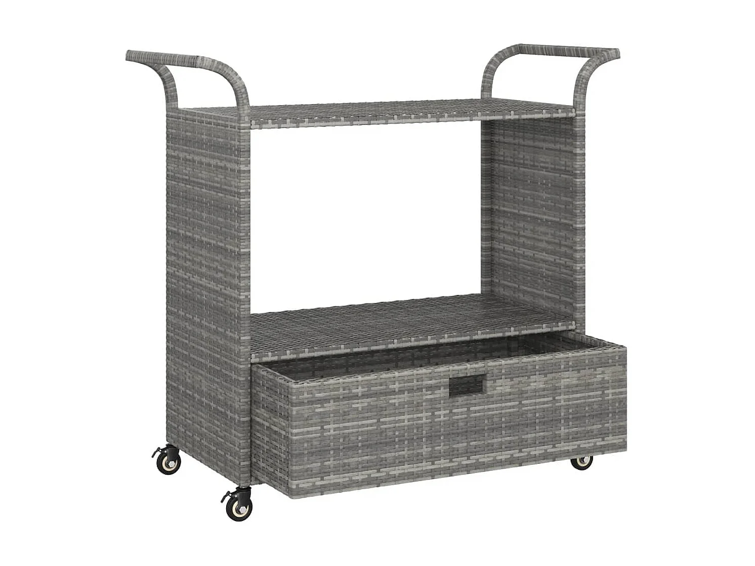 Chariot de bar avec tiroir Gris 100x45x97 cm Résine tressée