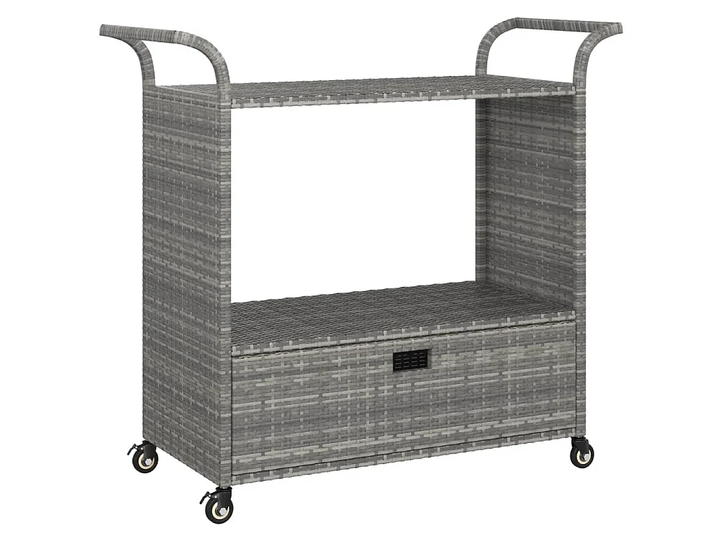 Chariot de bar avec tiroir Gris 100x45x97 cm Résine tressée