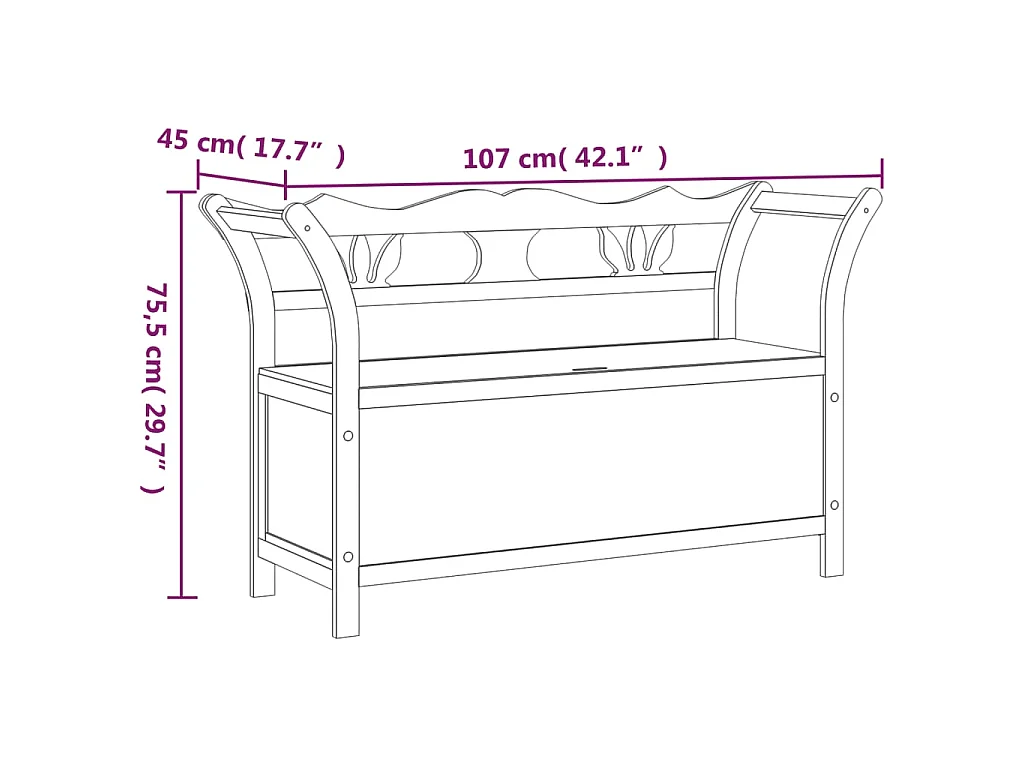 Banc Blanc 107x45x75,5 cm Bois de sapin solide