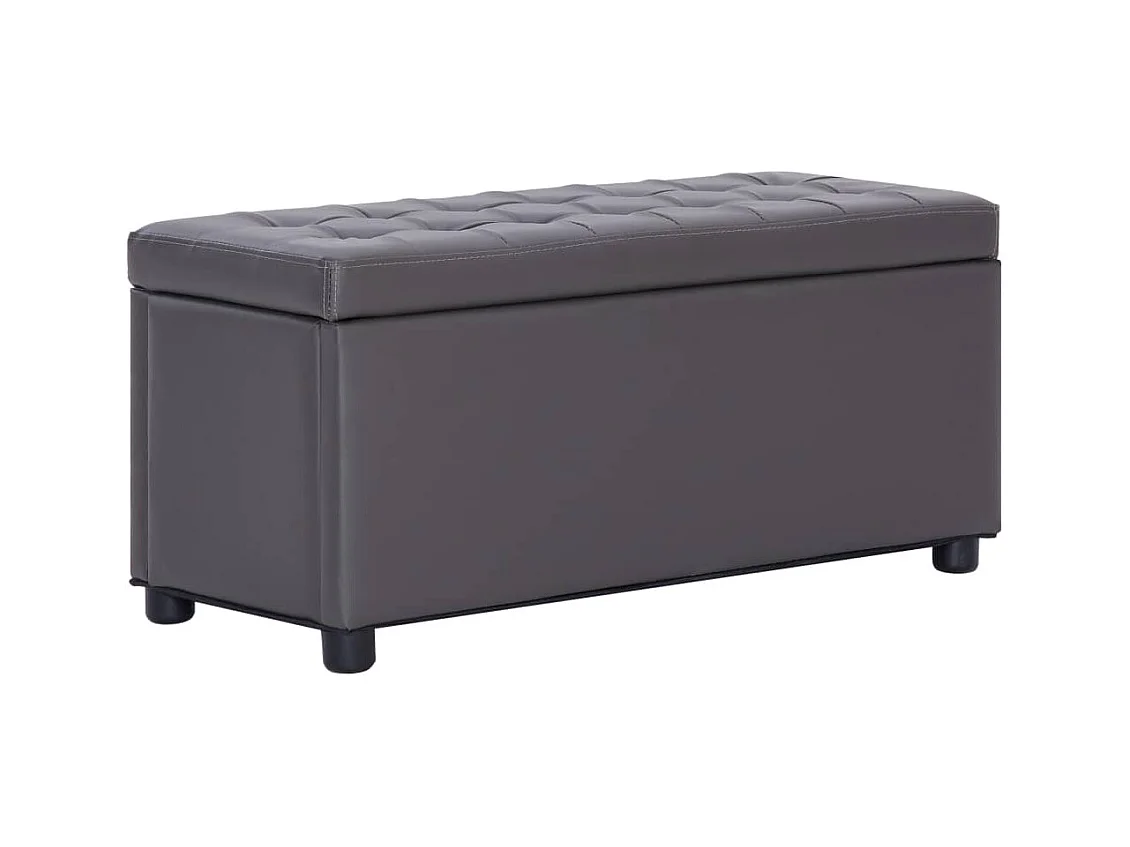Ottoman mit Stauraum 87,5 cm Grau Kunstleder
