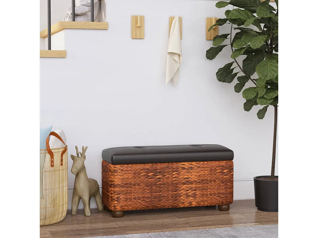 Sitzbänke mit Stauraum und Kissen in Braun 2 Stk. 69 cm Rohrkolben