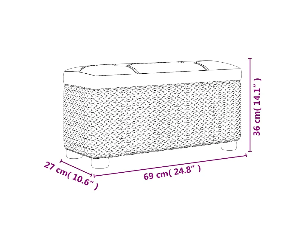 Sitzbänke mit Stauraum und Kissen in Braun 2 Stk. 69 cm Rohrkolben