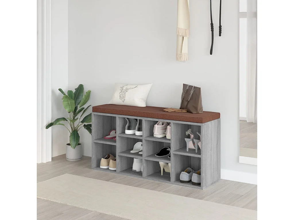 Banc à chaussures Sonoma gris 103x30x48 cm Bois d'ingénierie