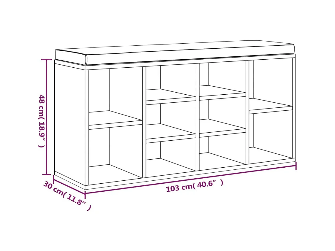 Schoenenbank 103x30x48 cm bewerkt hout grijs sonoma eikenkleur
