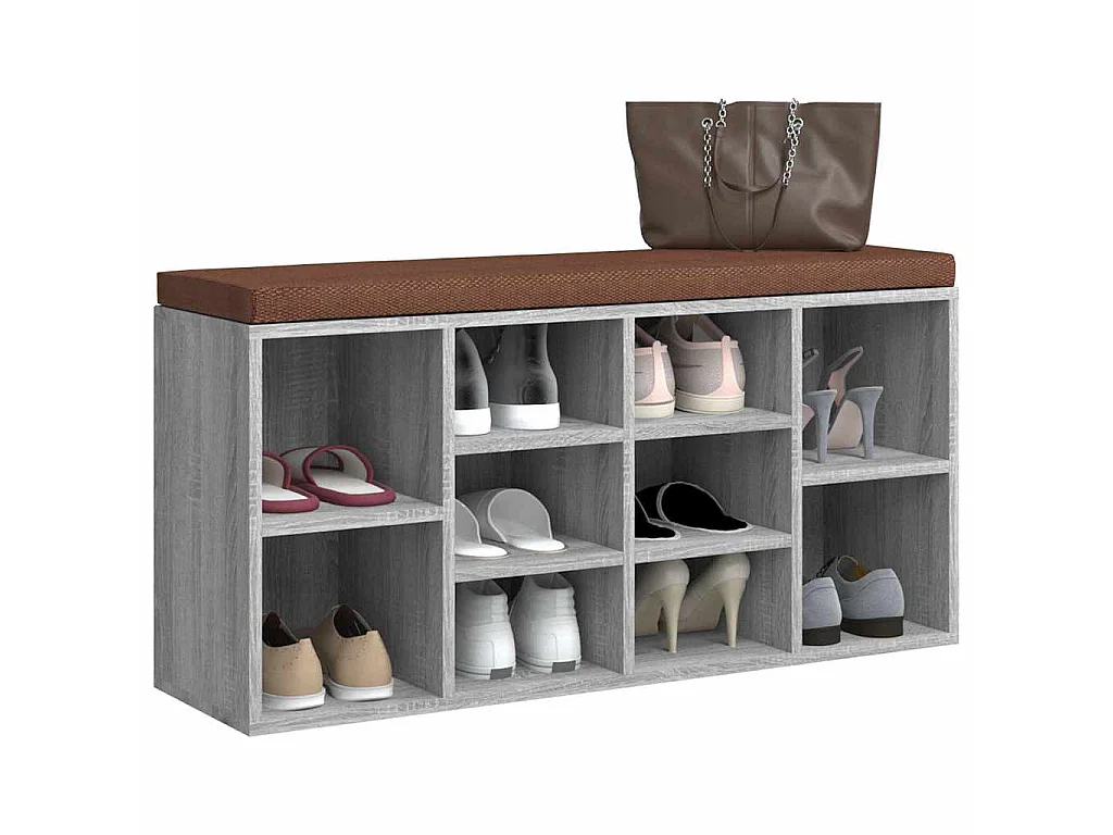 Banc à chaussures Sonoma gris 103x30x48 cm Bois d'ingénierie