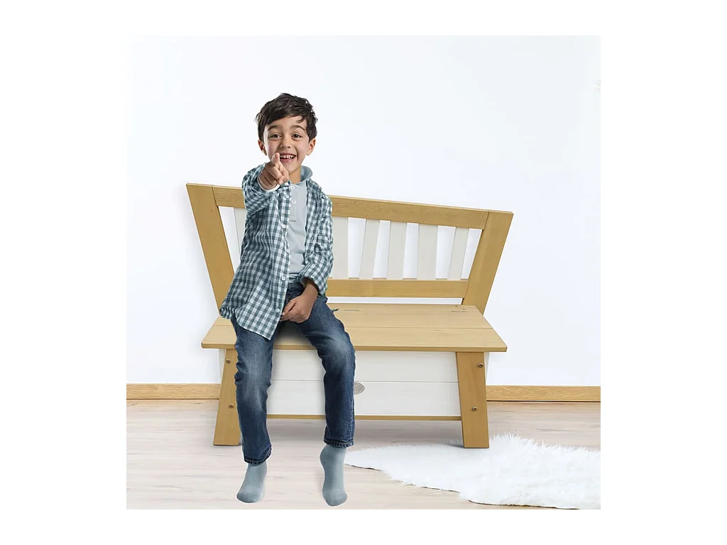 Banc de rangement Corky Marron et blanc