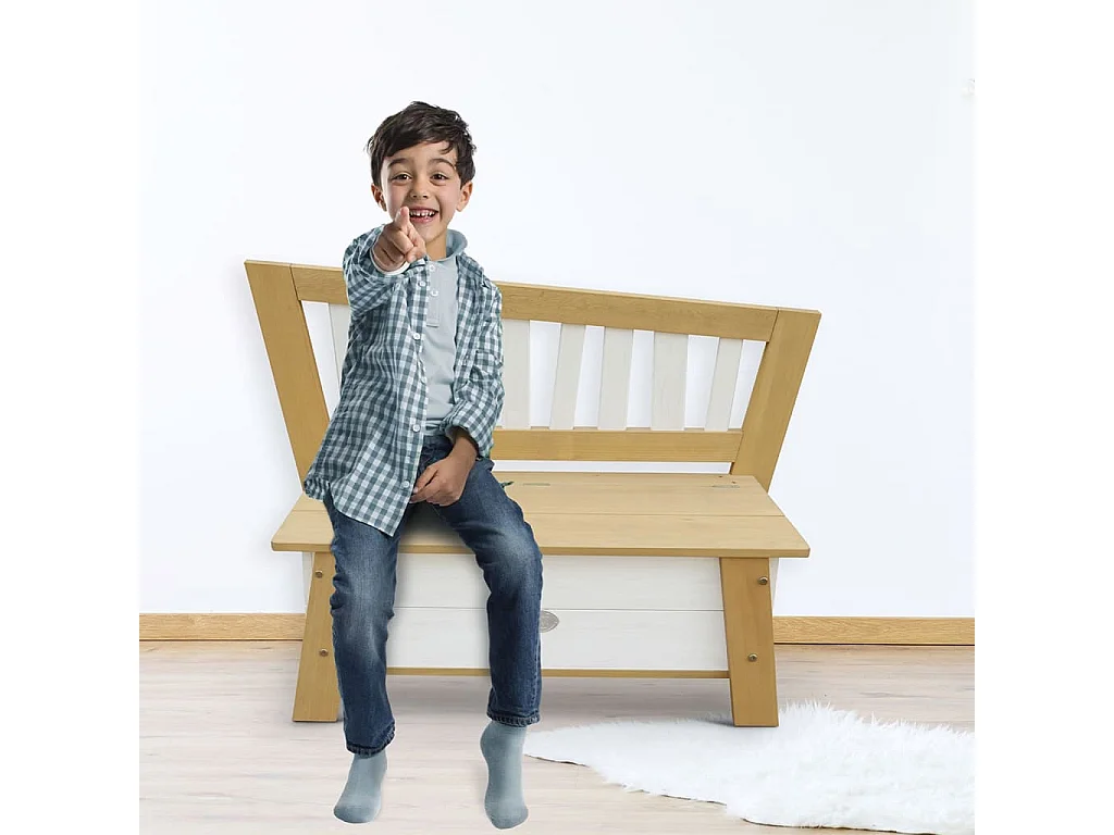 Banc de rangement Corky Marron et blanc