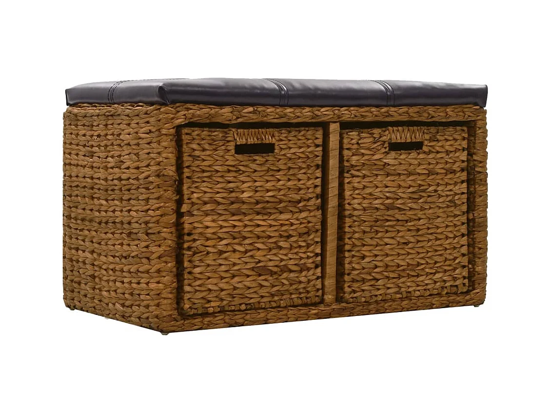 Sitzbank mit 2 Körben Seegras 71×40×42 cm Braun