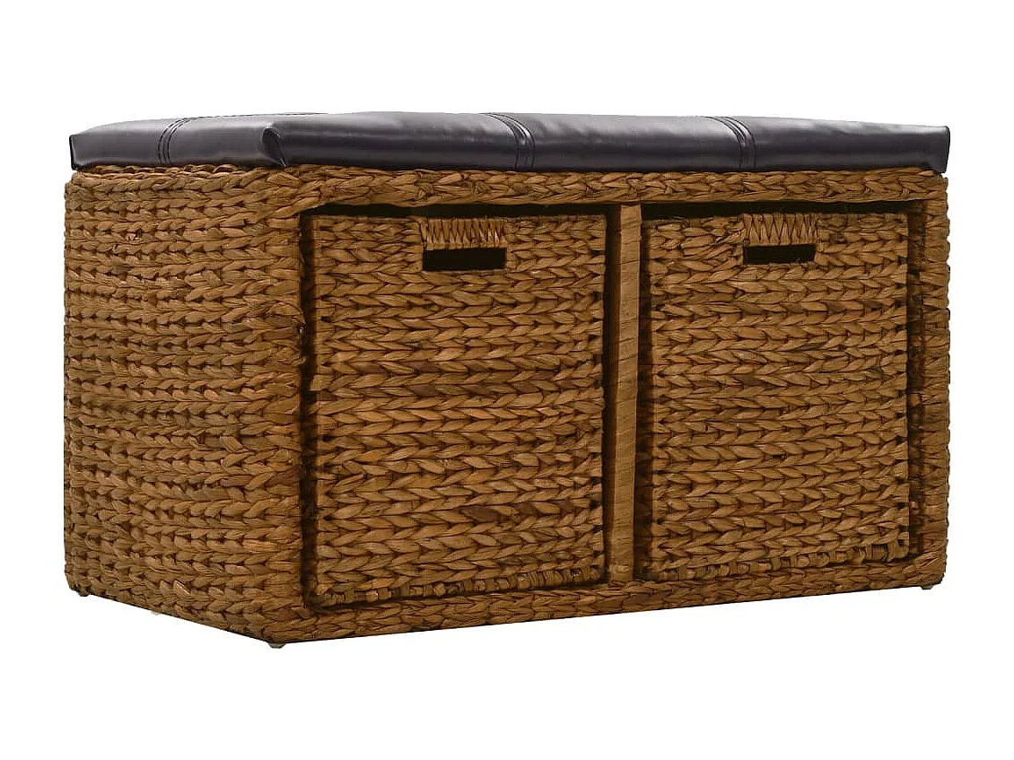 Banc avec 2 paniers Jacinthe d'eau 71 x 40 x 42 cm Marron