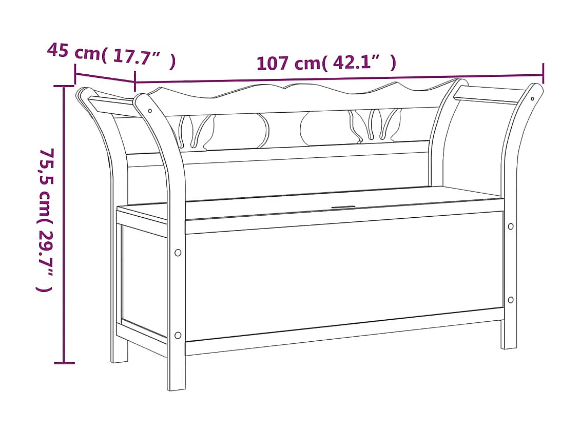 Panca 107x45x75,5 cm Legno Massello di Abete