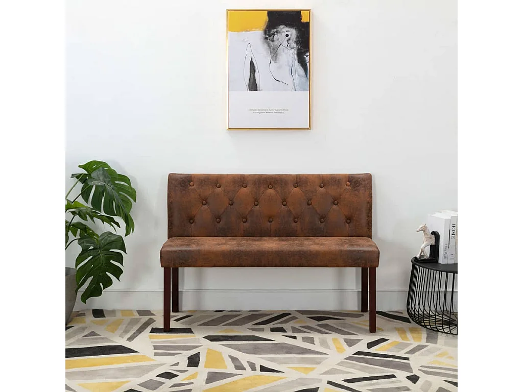 Banco 120 cm camurça artificial castanho
