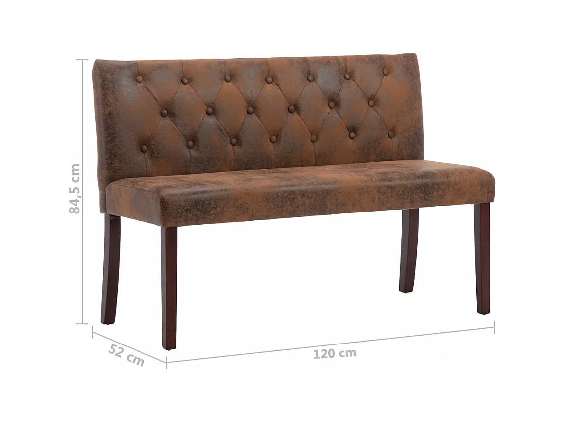 Bankje 120 cm kunstsuède bruin