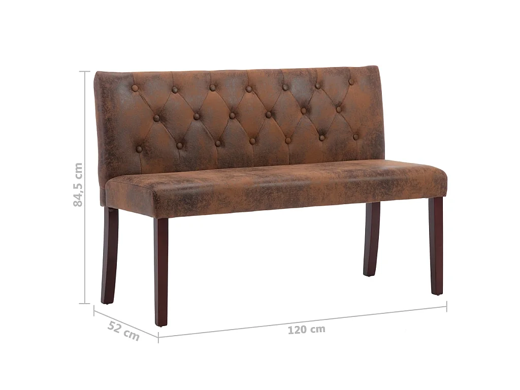 Bankje 120 cm kunstsuède bruin