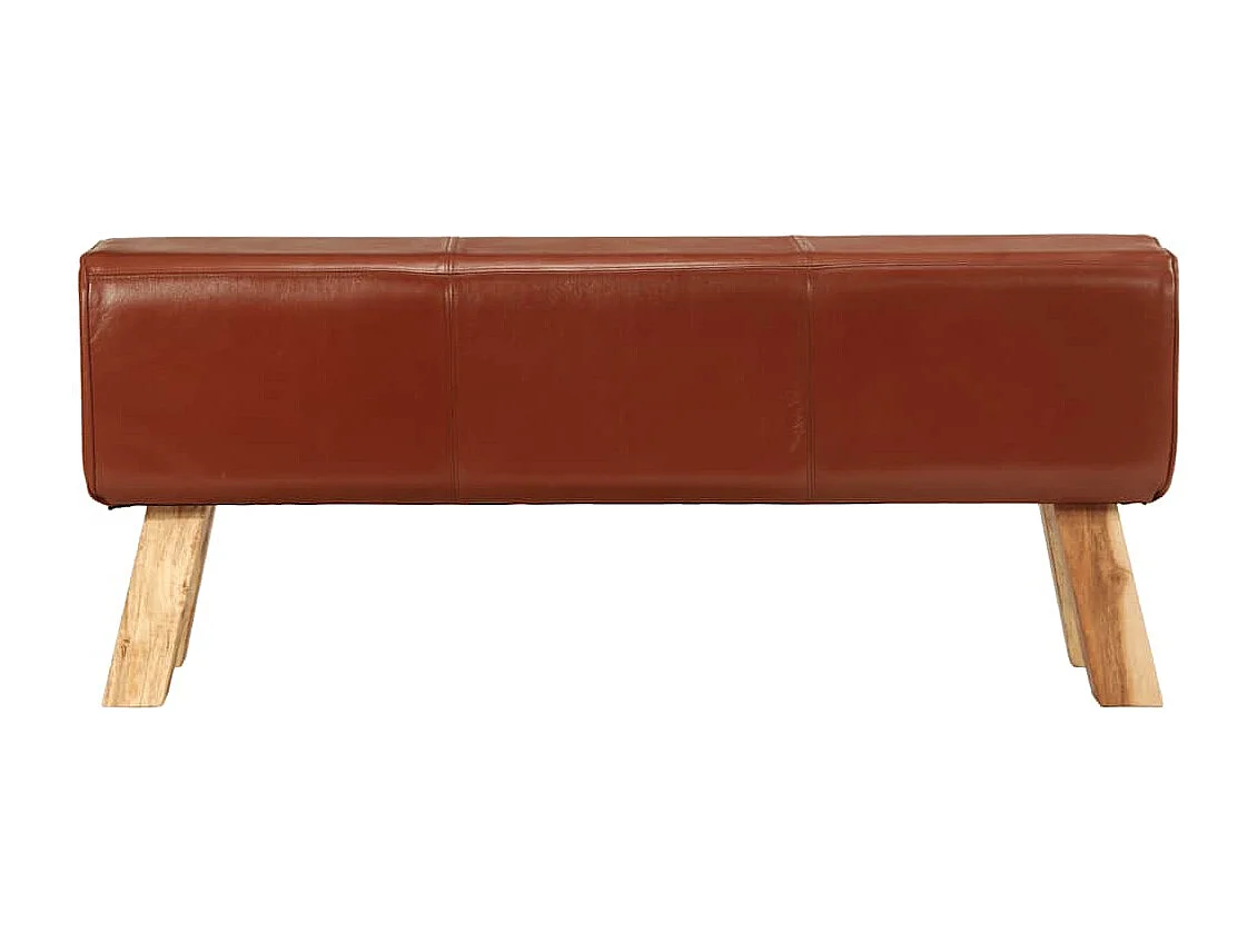 Panca Marrone 110 cm Vera Pelle Capra e Massello Mango