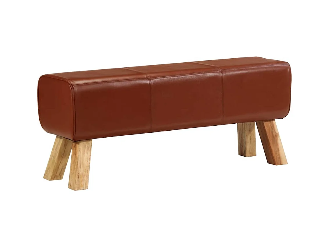 Panca Marrone 110 cm Vera Pelle Capra e Massello Mango
