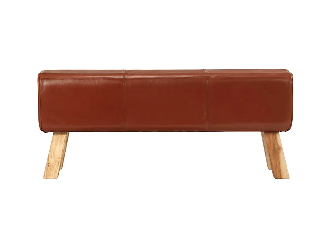 Sitzbank Turnbock Braun 110 cm Echtleder und Massivholz Mango