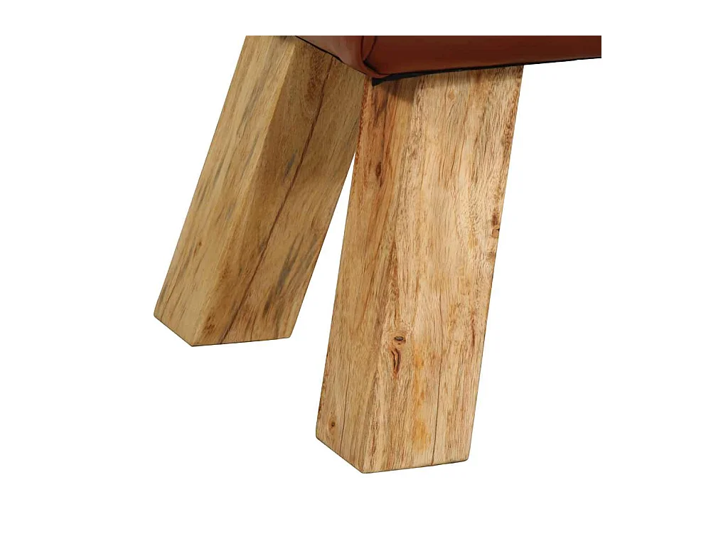 Sitzbank Turnbock Braun 110 cm Echtleder und Massivholz Mango