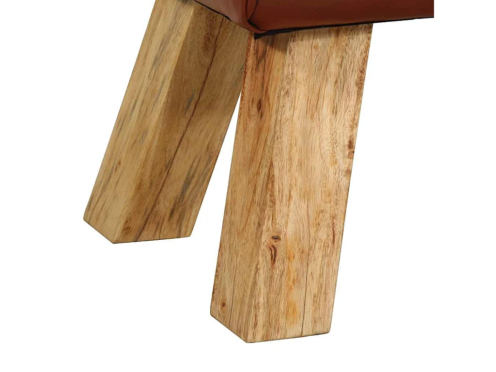 Banc de bok de gymnastique marron 110 cm cuir véritable et bois