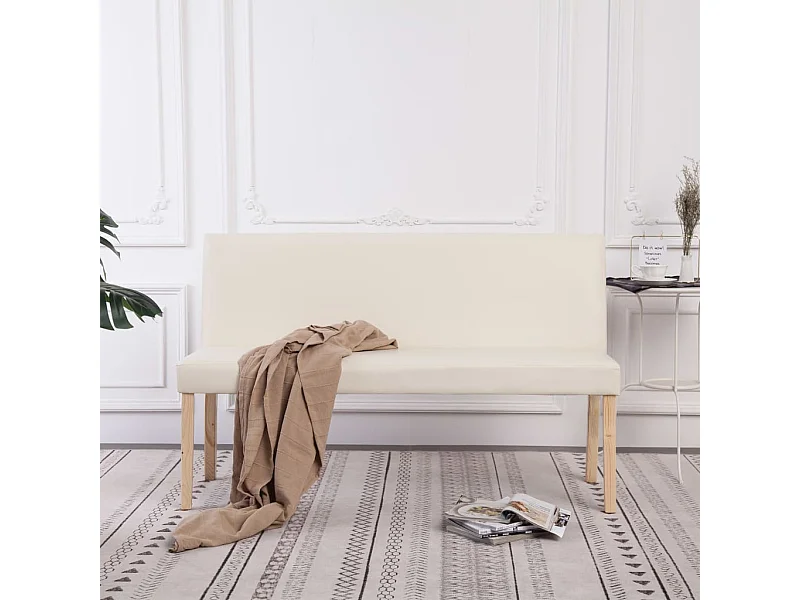 Sitzbank 139,5 cm Cremeweiß Kunstleder