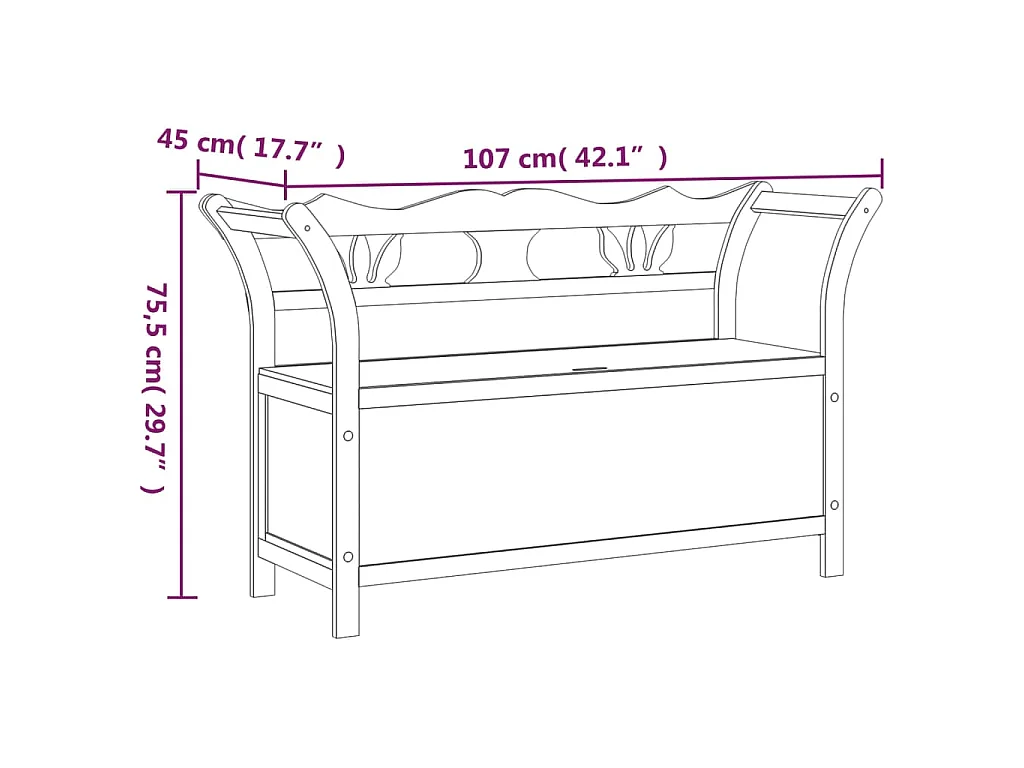 Banc Blanc 107x45x75,5 cm Bois de sapin solide