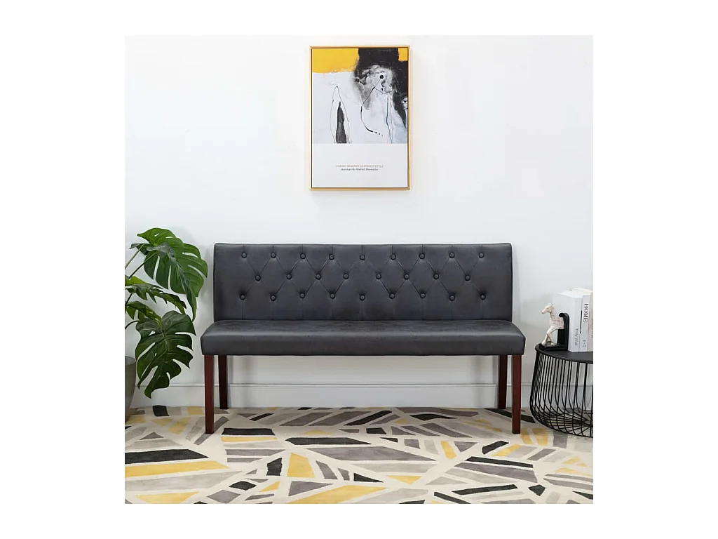 Banco de piel de ante artificial gris 148,5 cm