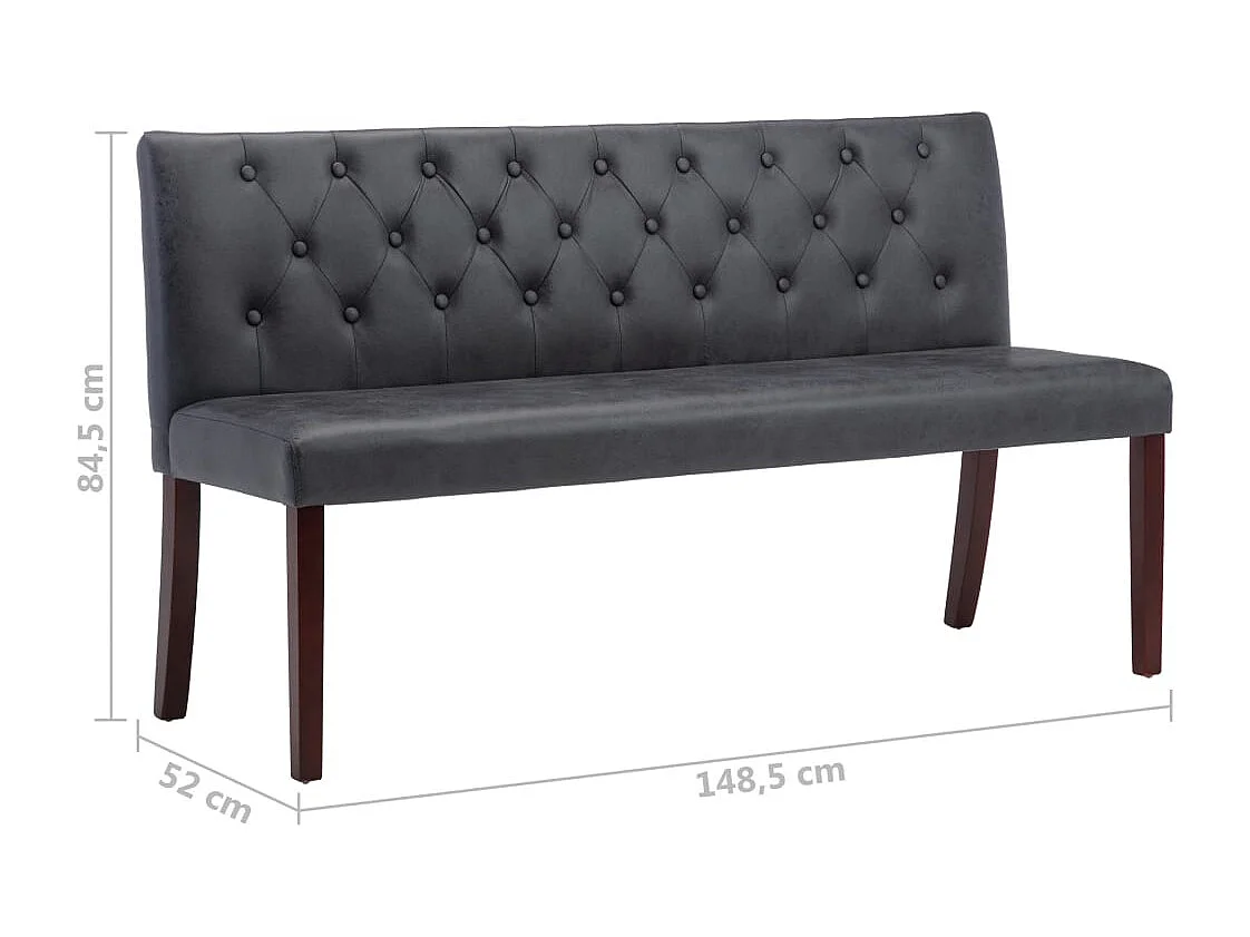 Sitzbank 148,5 cm Grau Wildleder-Optik