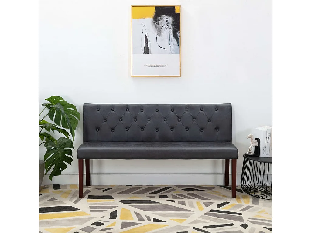 Sitzbank 148,5 cm Grau Wildleder-Optik