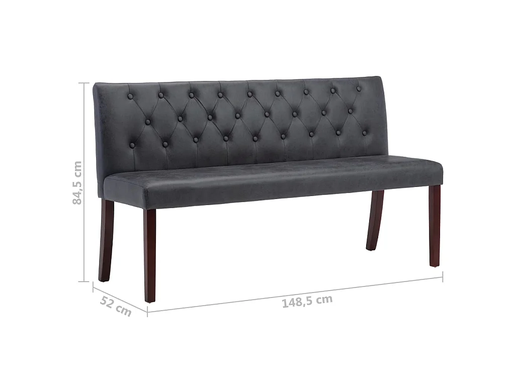Sitzbank 148,5 cm Grau Wildleder-Optik