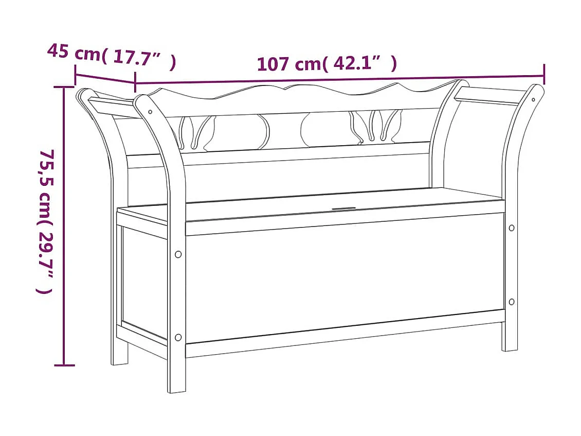 Banc Gris 107x45x75,5 cm Bois de sapin solide