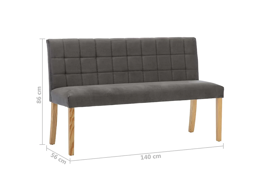 Panca 140 cm Grigia in Velluto