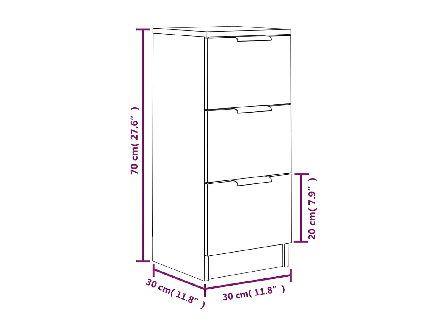 Dressoir 30x30x70 cm bewerkt hout zwart