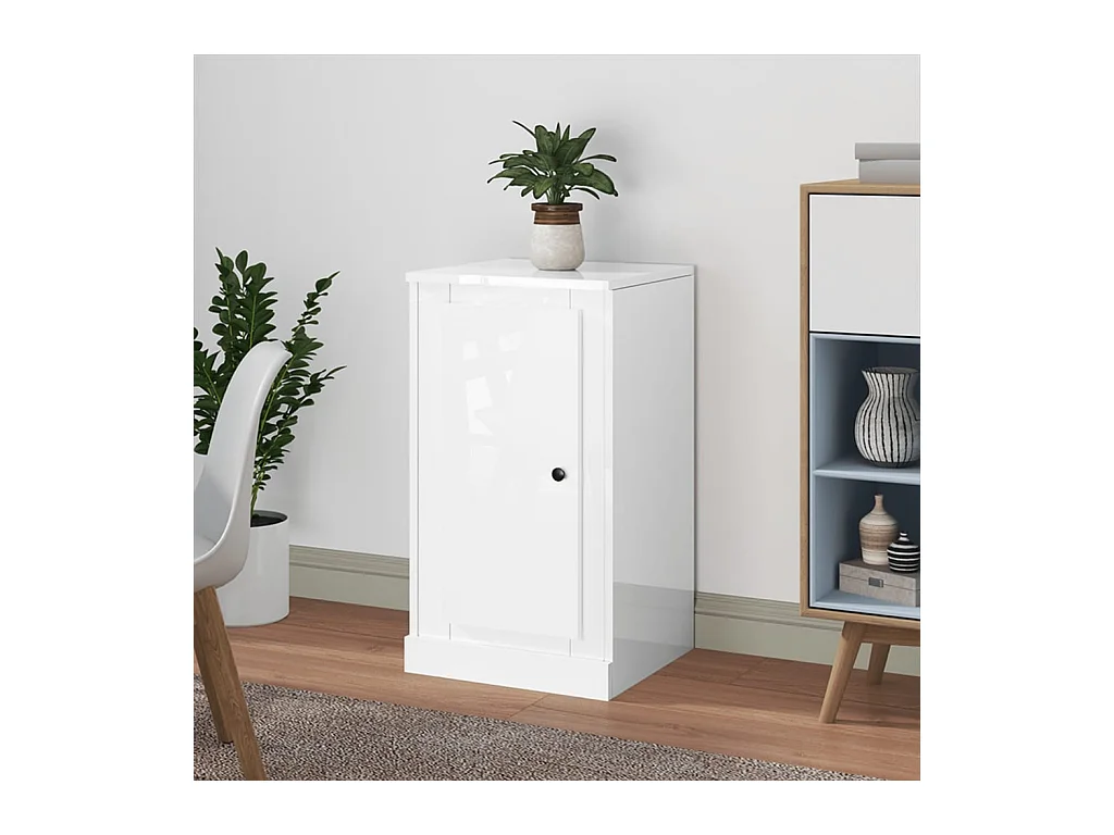 Buffet blanc brillant 37,5x35,5x67,5 cm bois d'ingénierie
