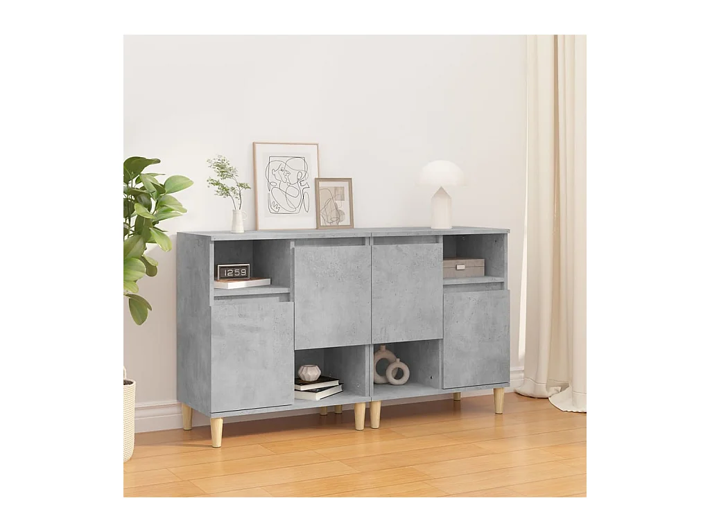 Buffets 2 pcs gris béton 60x35x70 cm bois d'ingénierie