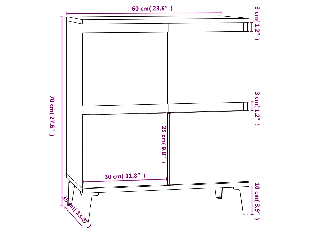Buffet Chêne fumé 60x35x70 cm Bois d'ingénierie